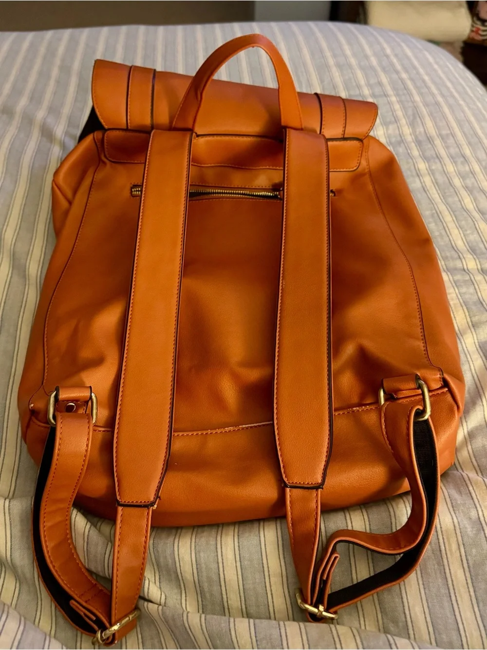 Tan Faux Leather Backpack with Tassel Detail